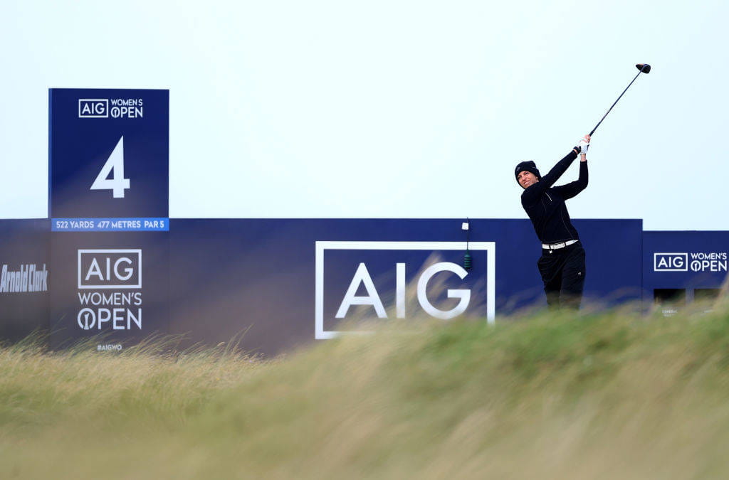 Sophia Popov tees off on the fourth at Royal Troon